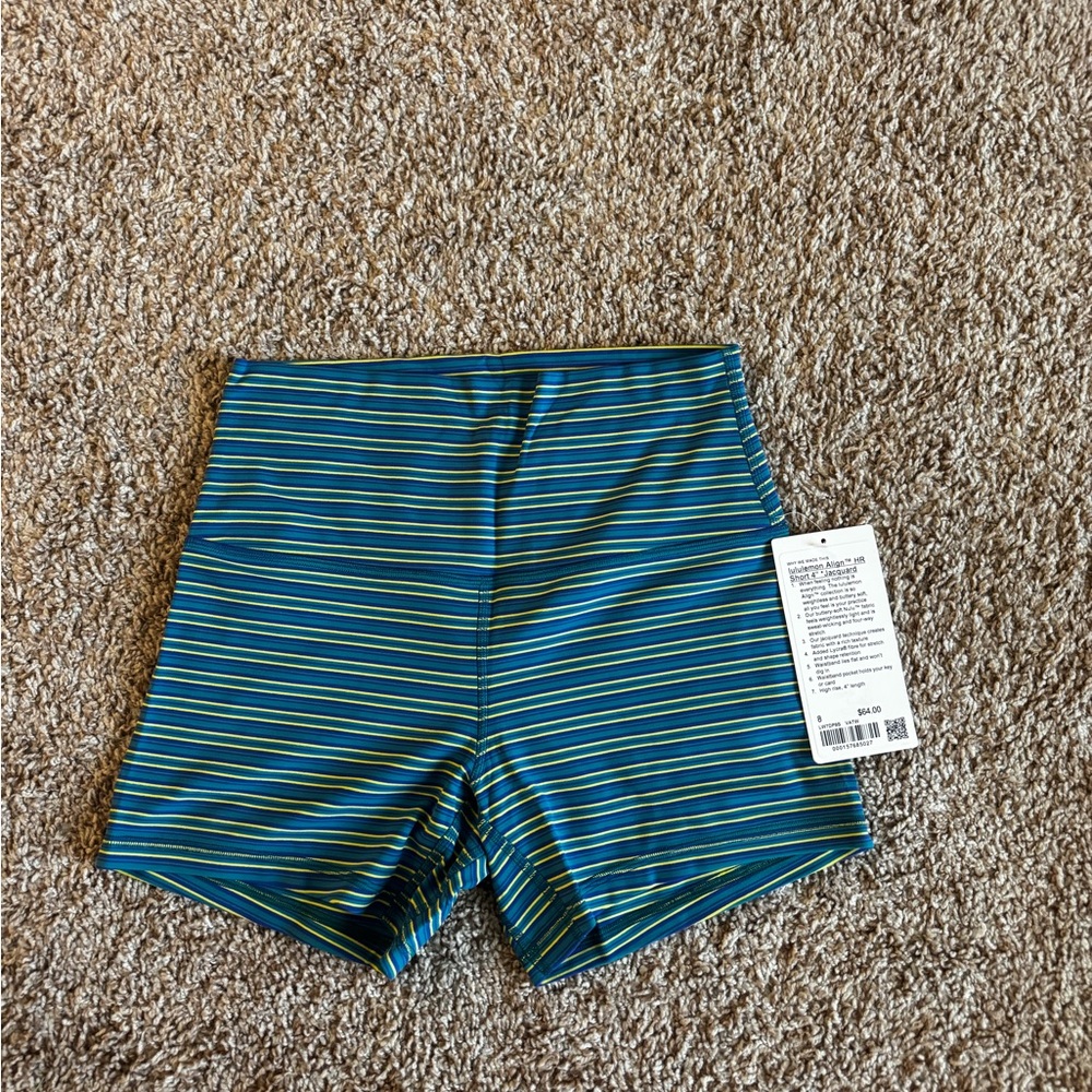 lululemon athletica twice blue variegated stripe align shorts 4 inches